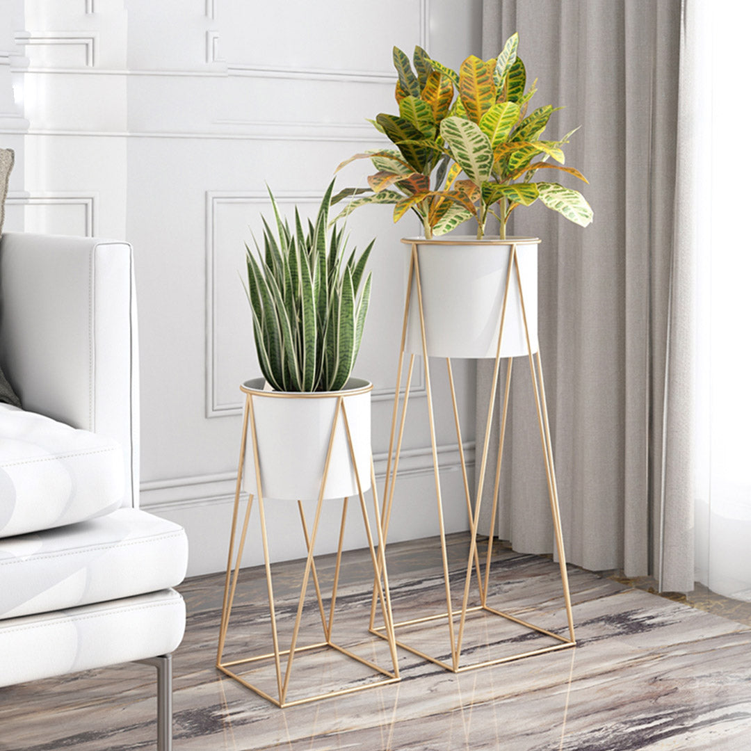 50CM Gold Wire Metal White Pot Holder Rack