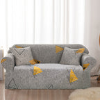 High Stretch 2-Seater Geometric Print Sofa Slipcover