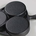 3 Mold Cast Iron Omelette Fry Pan