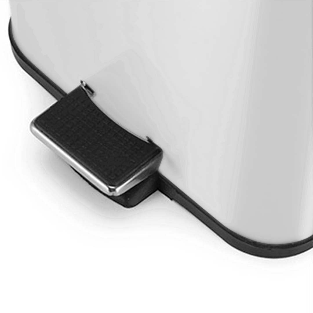 Foot Pedal Stainless Steel Trash Bin Square 6L White