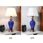 Ceramic Oval Table Lamp Dark Blue