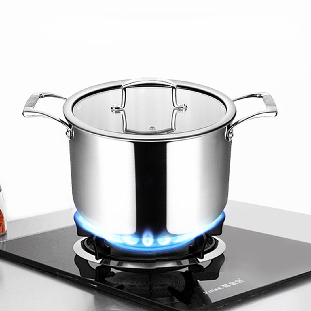 24cm Stainless Steel Soup Pot with Glass Lid