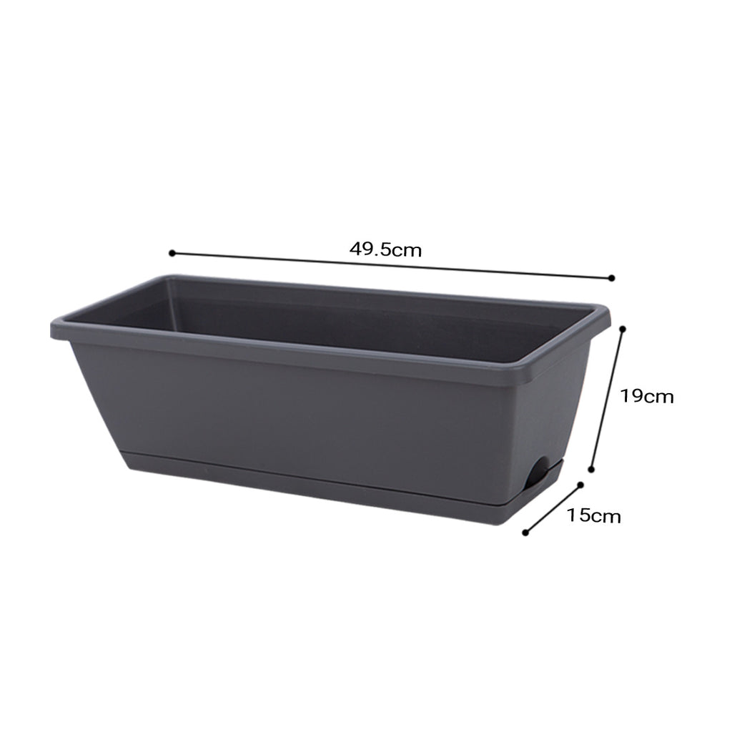 49.5cm Black Rectangular Vegetable Herb Flower Planter Box Set of 2