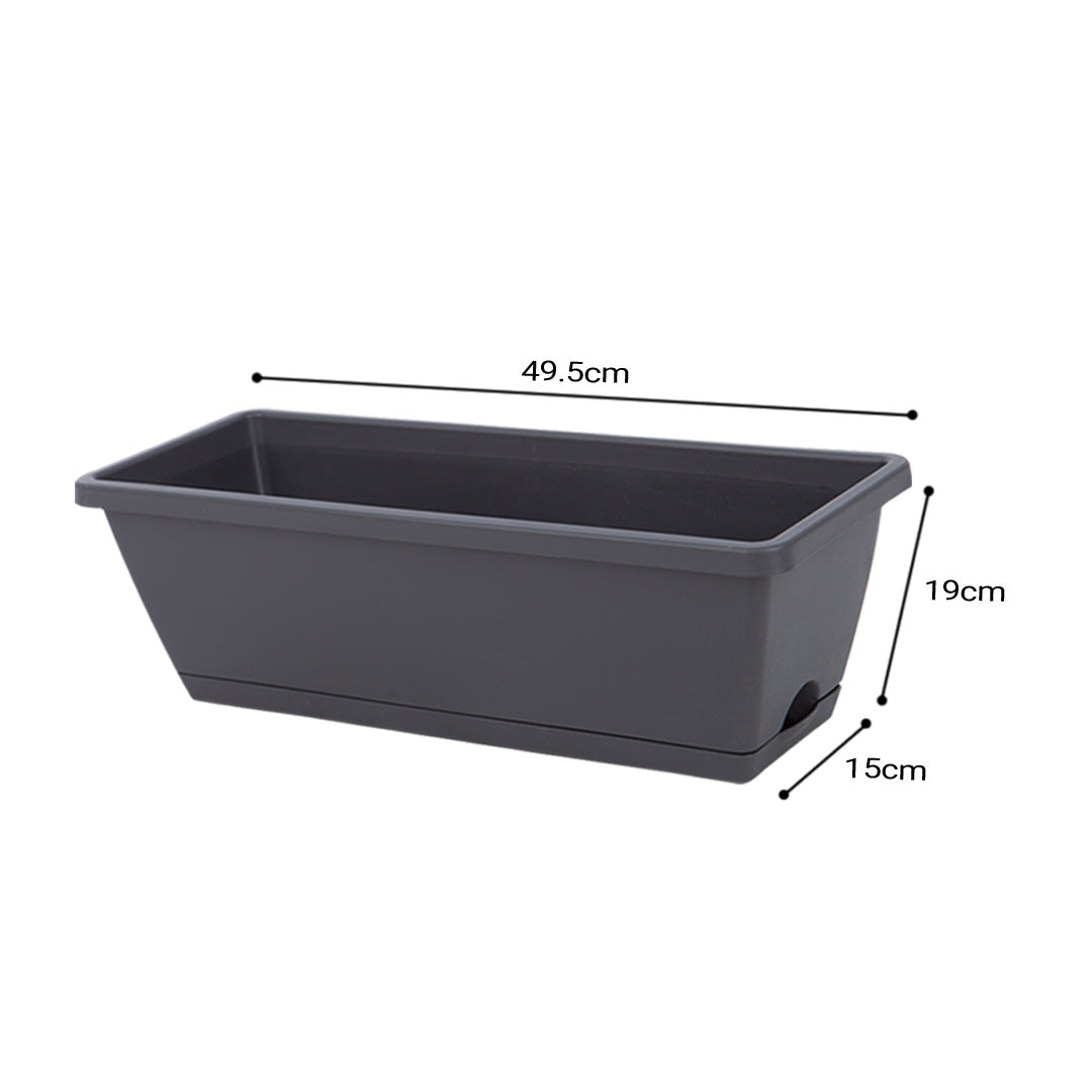 49.5cm Black Rectangular Vegetable Herb Flower Planter Box Set of 2