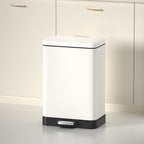 Rectangular 12L Stainless Steel Foot Pedal Recycling Bin for Garbage White