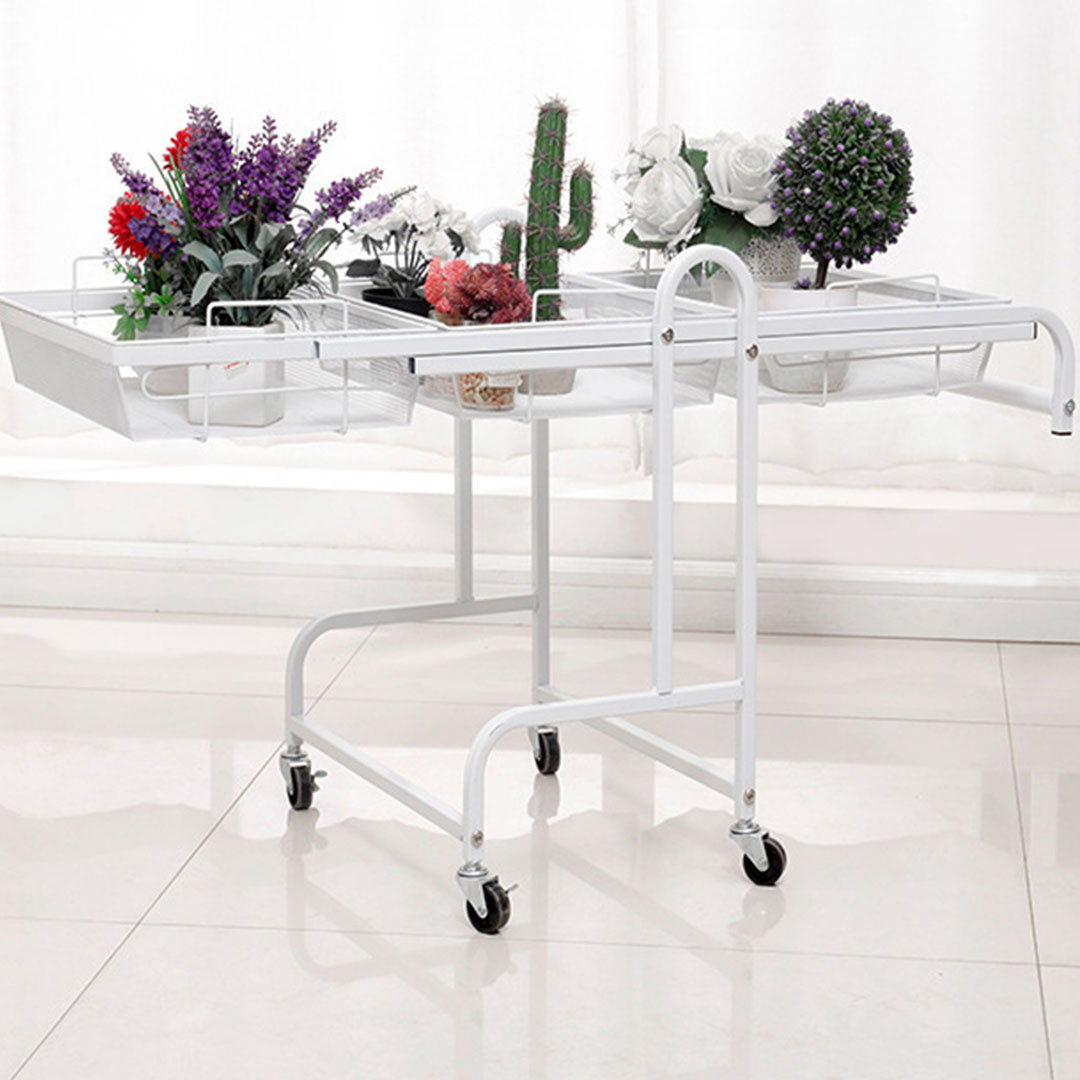 3 Tier Steel White Adjustable Kitchen Cart