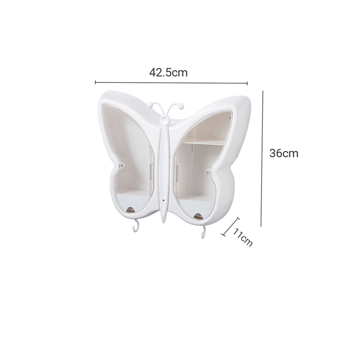 White Butterfly Shape Wall-Mounted Makeup Organiser