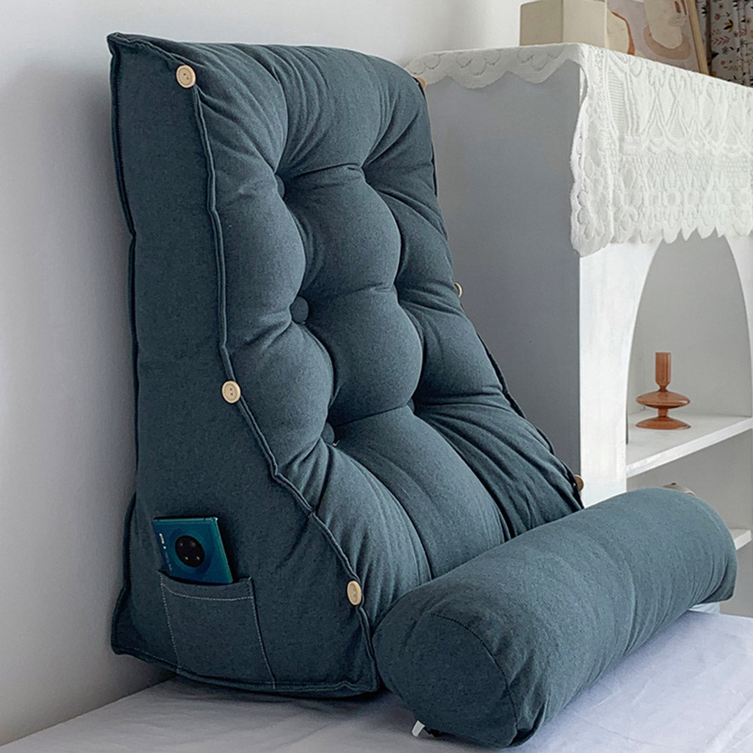 60cm Grey Wedge Lumbar Pillow