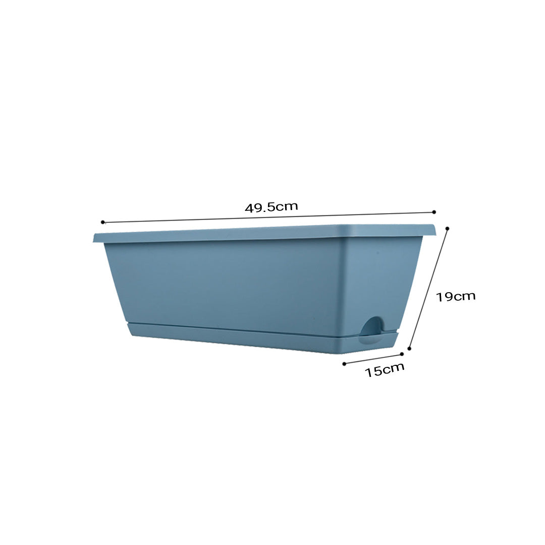 49.5cm Blue Rectangular Vegetable Herb Flower Planter Box Set of 2