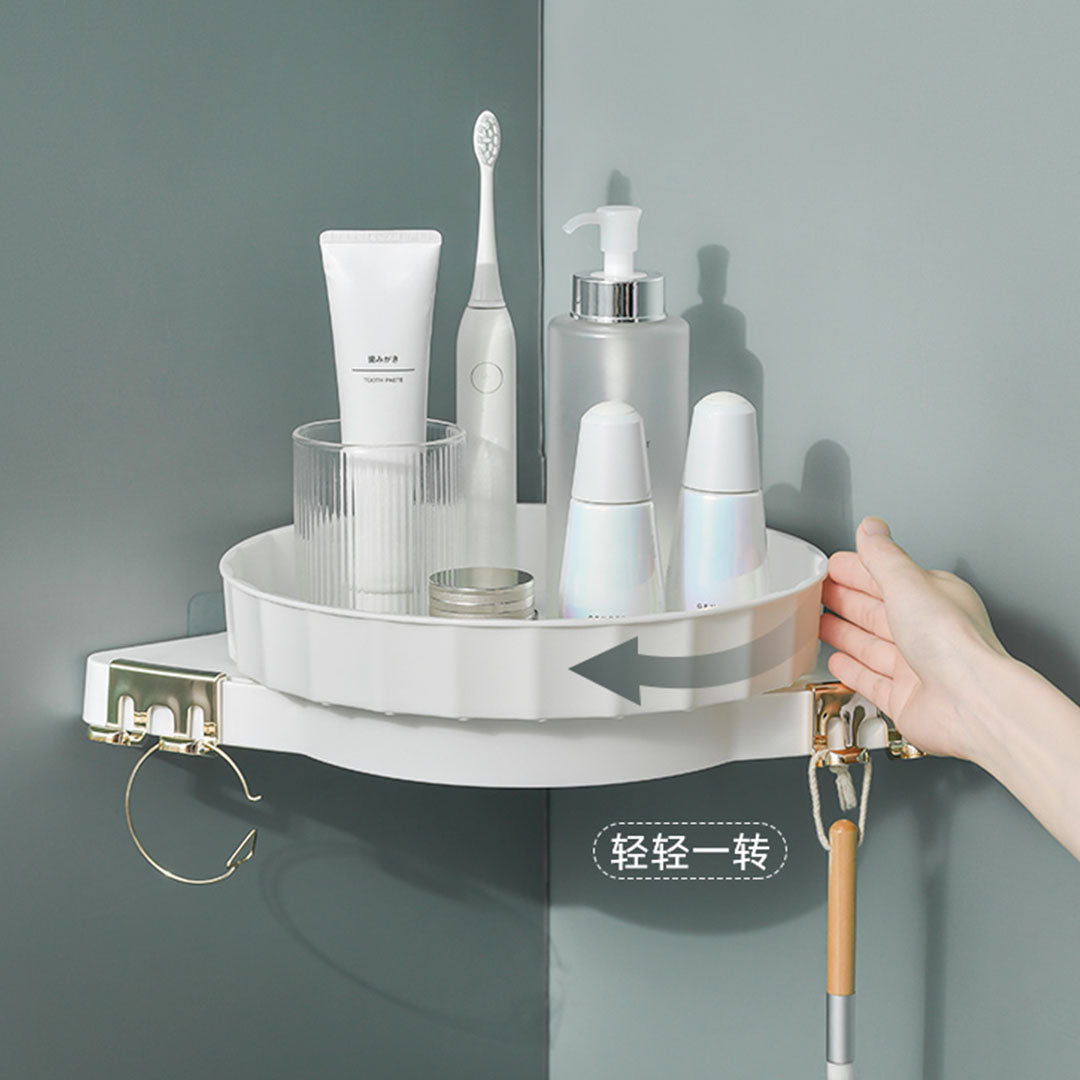 White 360 Degree Wall-Mounted Rotating Bathroom Organiser