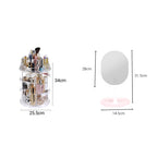 360 Degree Rotating Cosmetic Storage Organiser with White LED Light Tabletop Mirror Set