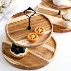 20cm 2 Tier  Brown Round Wooden Acacia board