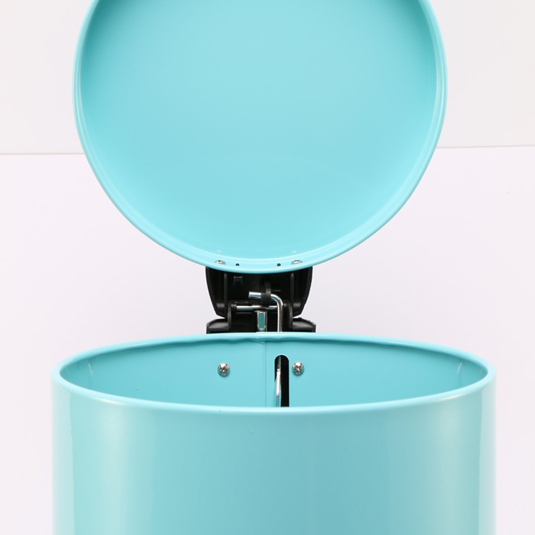 Foot Pedal Stainless Steel Trash Bin Round 12L Blue