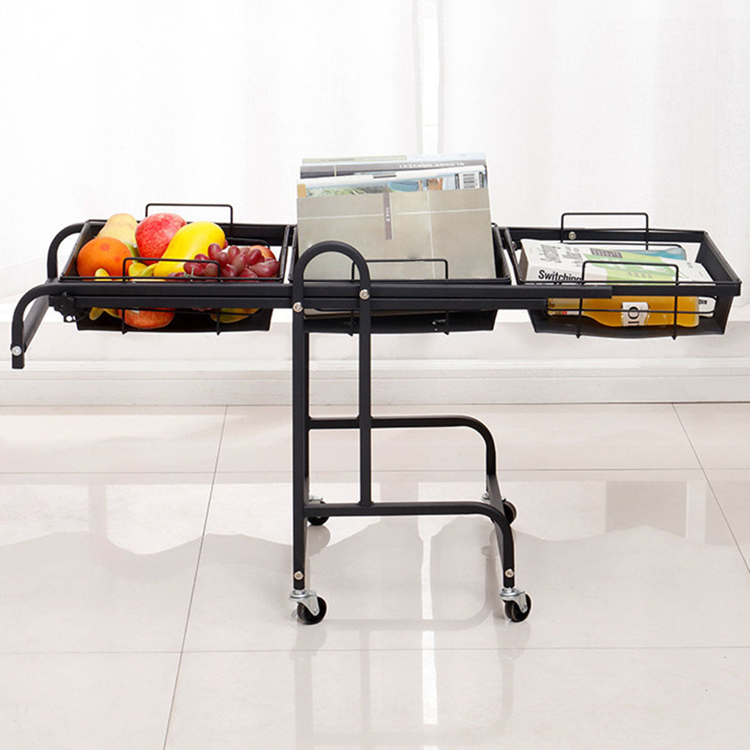 3 Tier Steel Black Adjustable Kitchen Cart