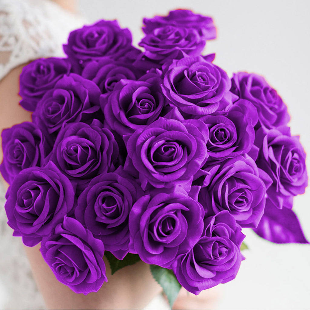 5pcs Artificial Silk Rose Purple