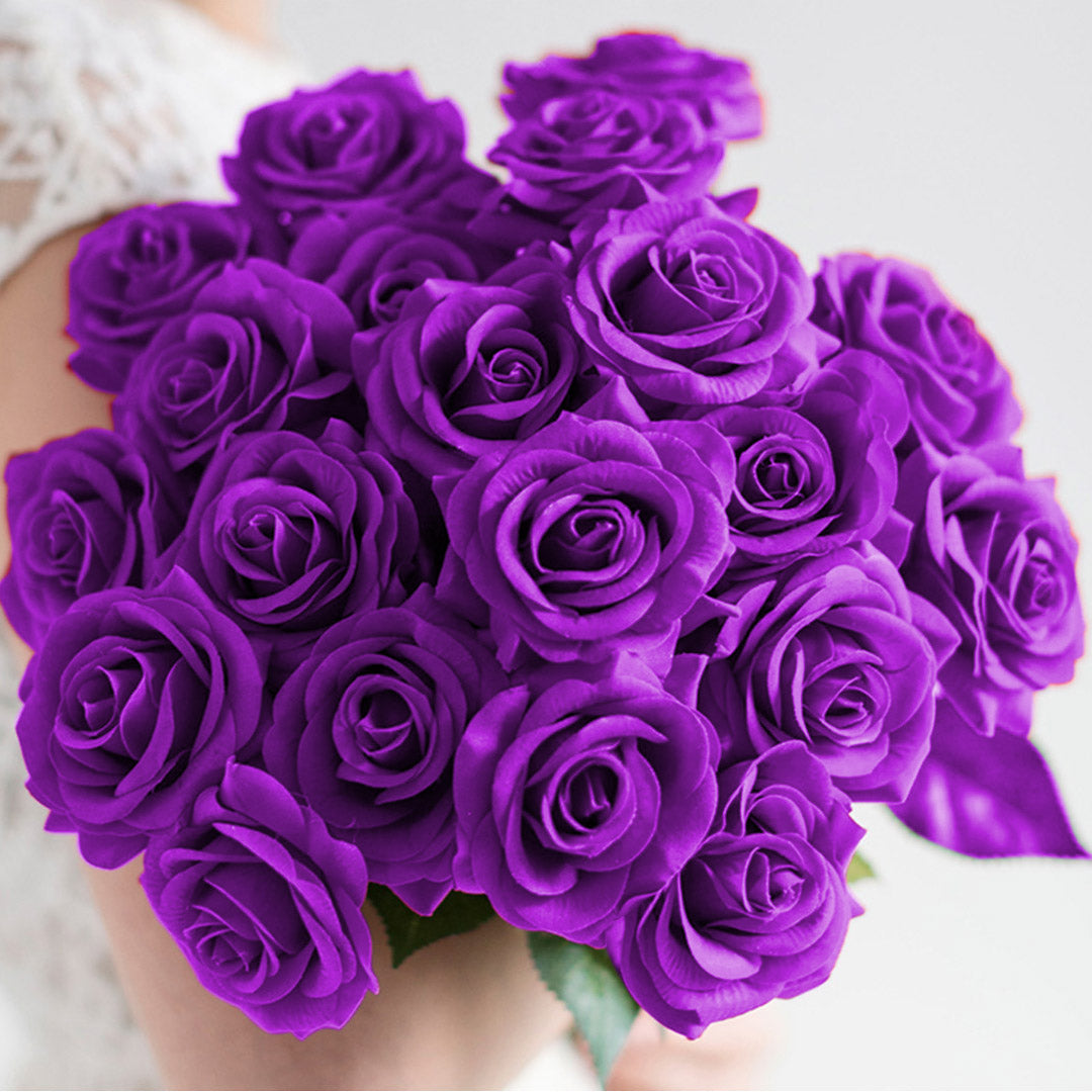20pcs Artificial Silk Rose Purple