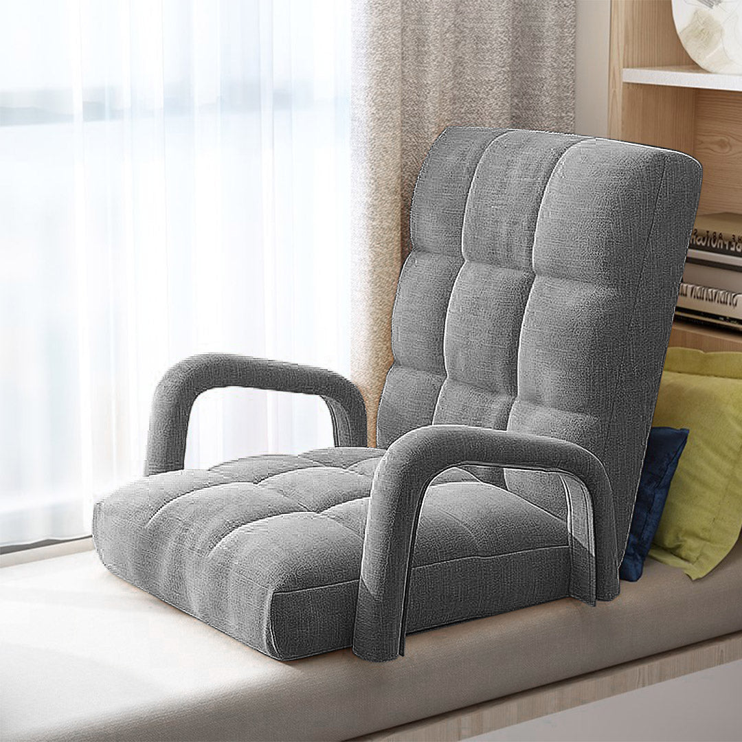 Floor Recliner Lazy Chair with Armrest Grey