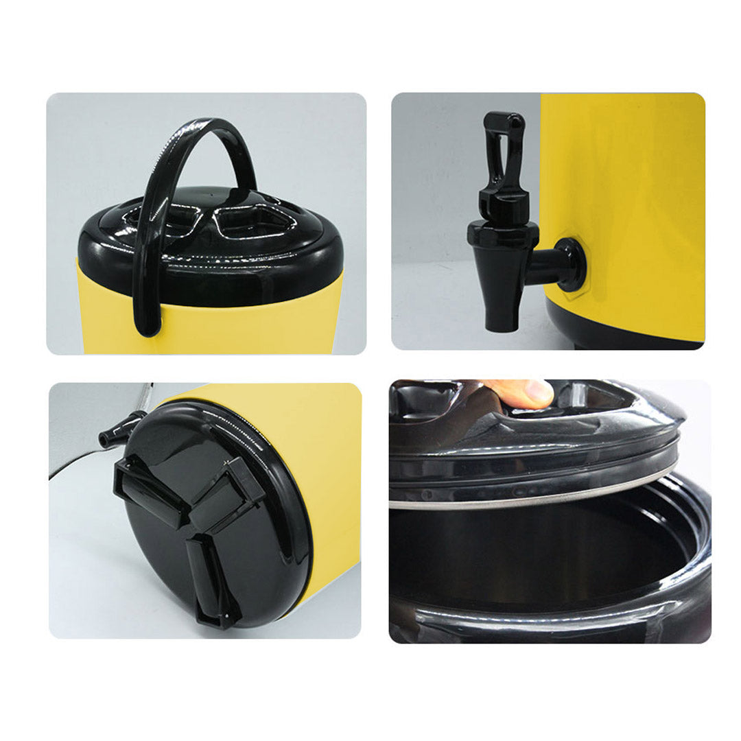 16L Stainless Steel Milk Tea Barrel with Faucet Yellow