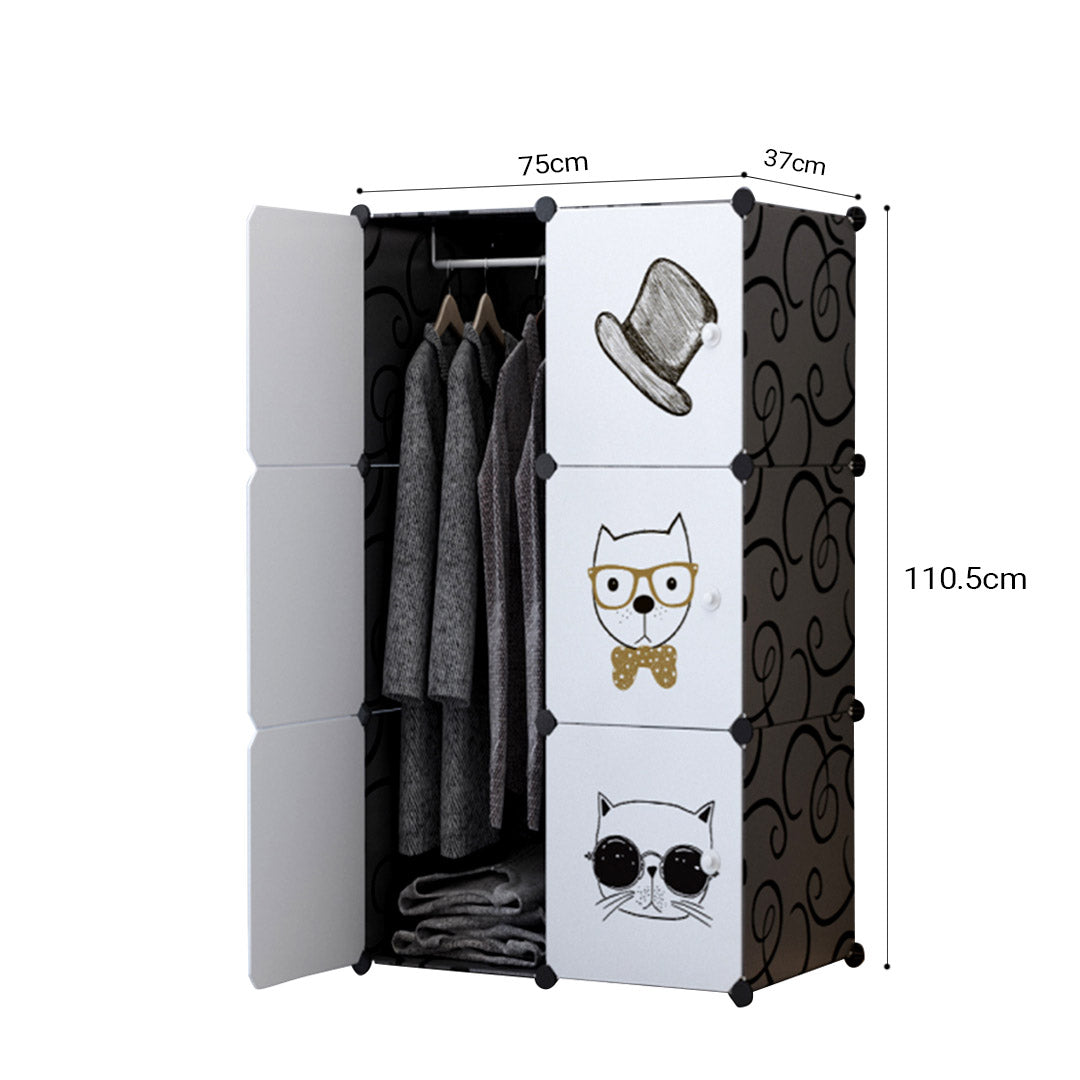 6 Cubes Black Portable Wardrobe