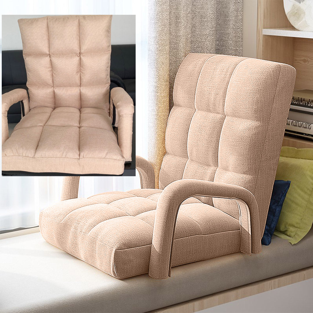 Floor Recliner Lazy Chair with Armrest Khaki
