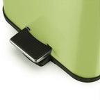 Foot Pedal Stainless Steel Trash Bin Square 12L Green