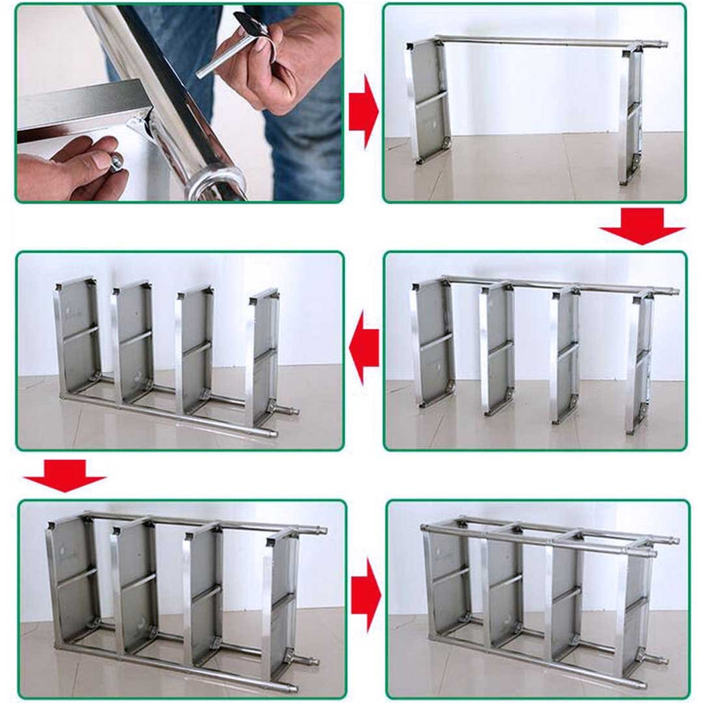 4 Tier Stainless Steel Display Shelf 150CM
