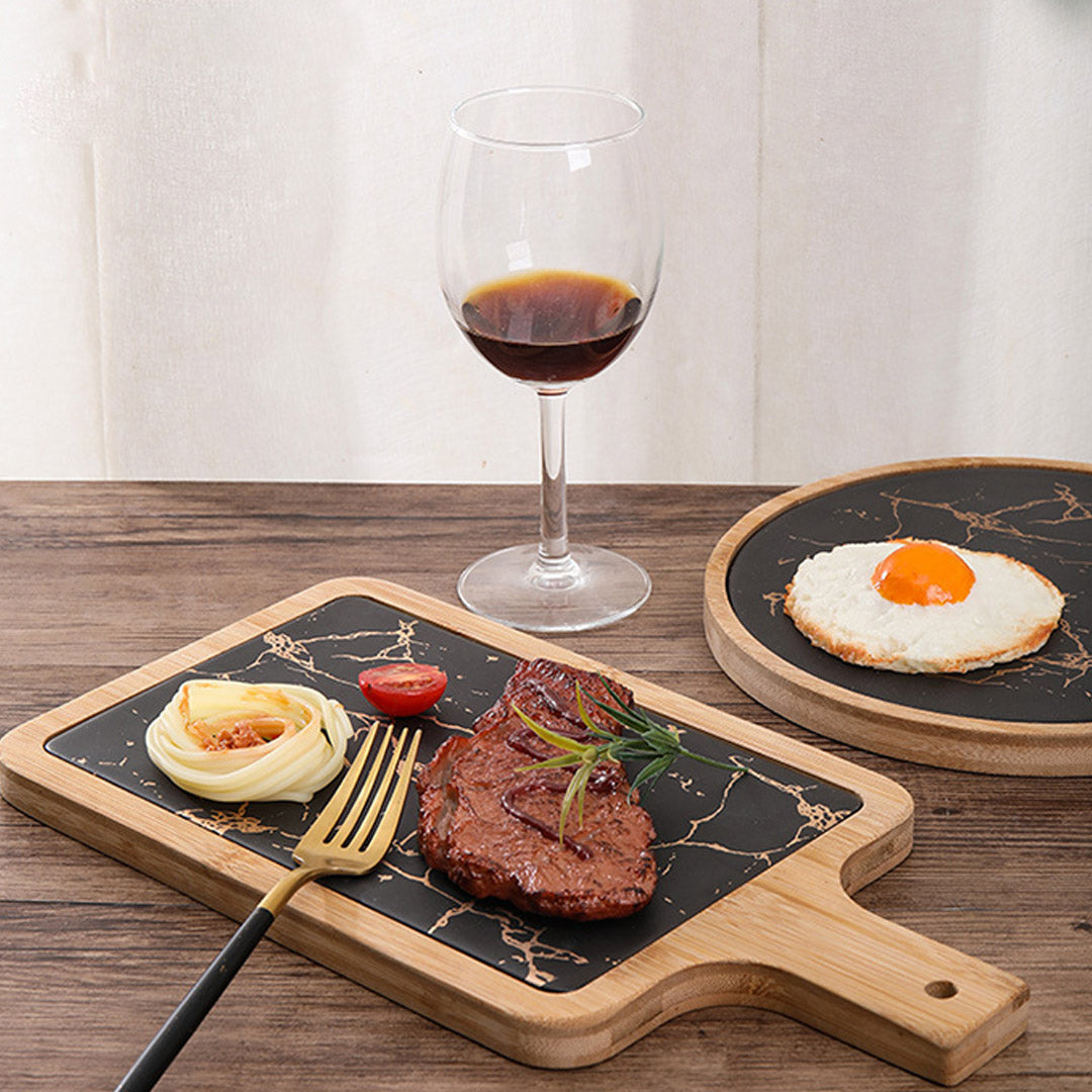 33.5cm Black Square Wooden Serving Tray