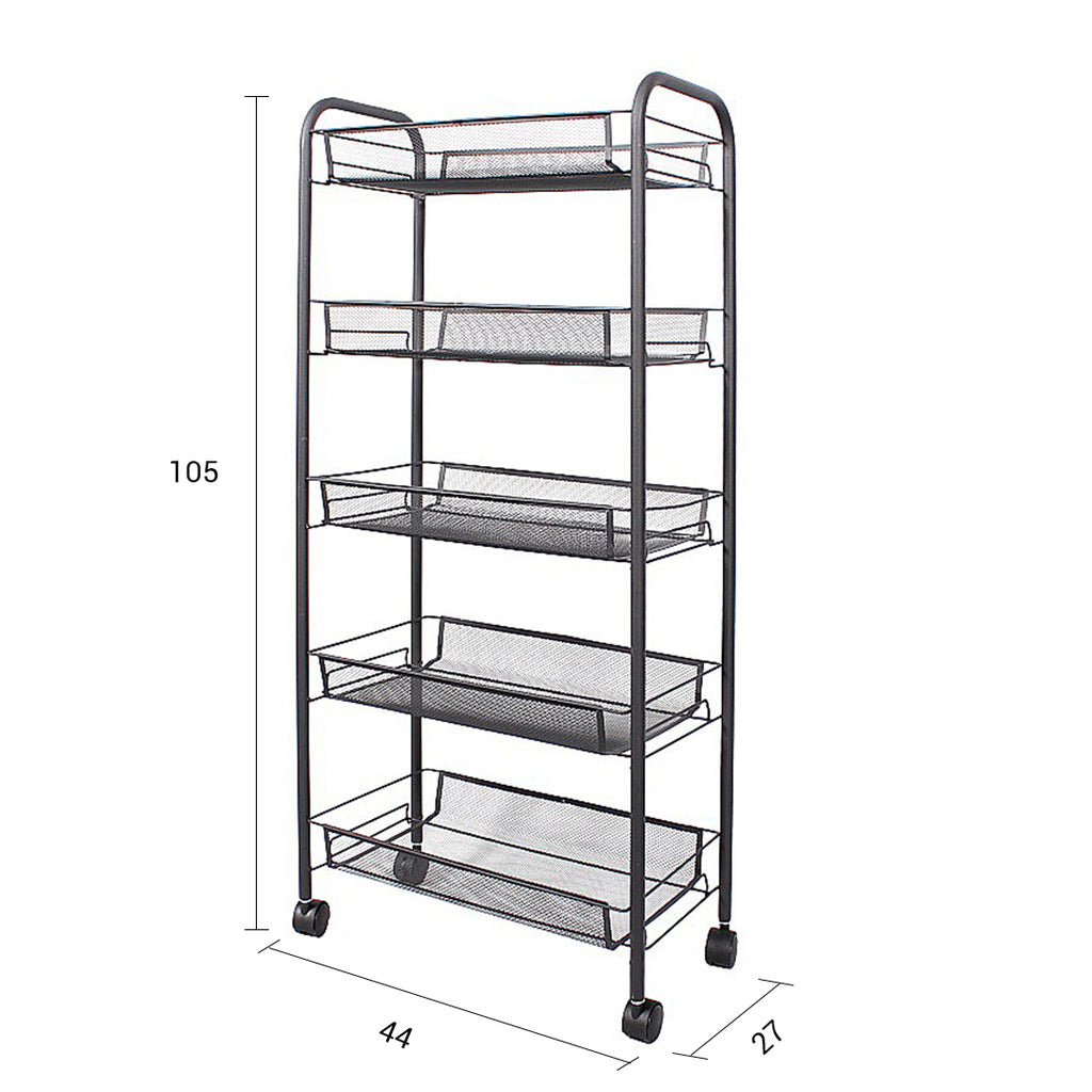5 Tier Steel Mesh Kitchen Cart