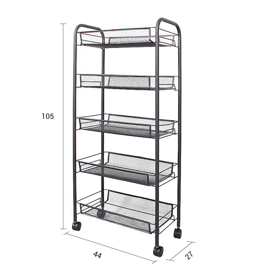 5 Tier Steel Mesh Kitchen Cart