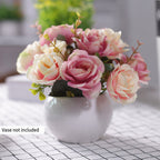 3pcs Artificial Silk with 15 Heads Rose Pink