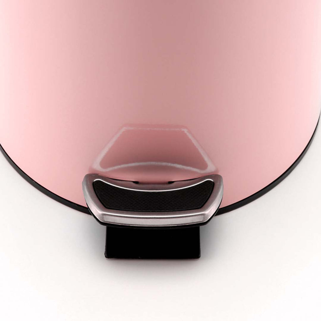 Foot Pedal Stainless Steel Trash Bin Round 12L Pink