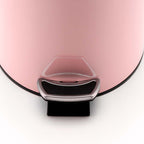 Foot Pedal Stainless Steel Trash Bin Round 12L Pink