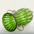51cm Green Glass Floor Vase with 12pcs Artificial Flower Set
