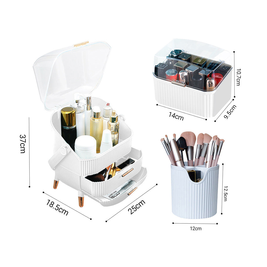 White Cosmetic Jewelry Storage Organiser Set