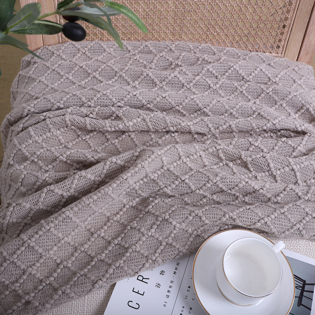 Coffee Diamond Pattern Throw Blanket