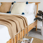 Coffee Tassel Fringe Knitted Throw Blanket