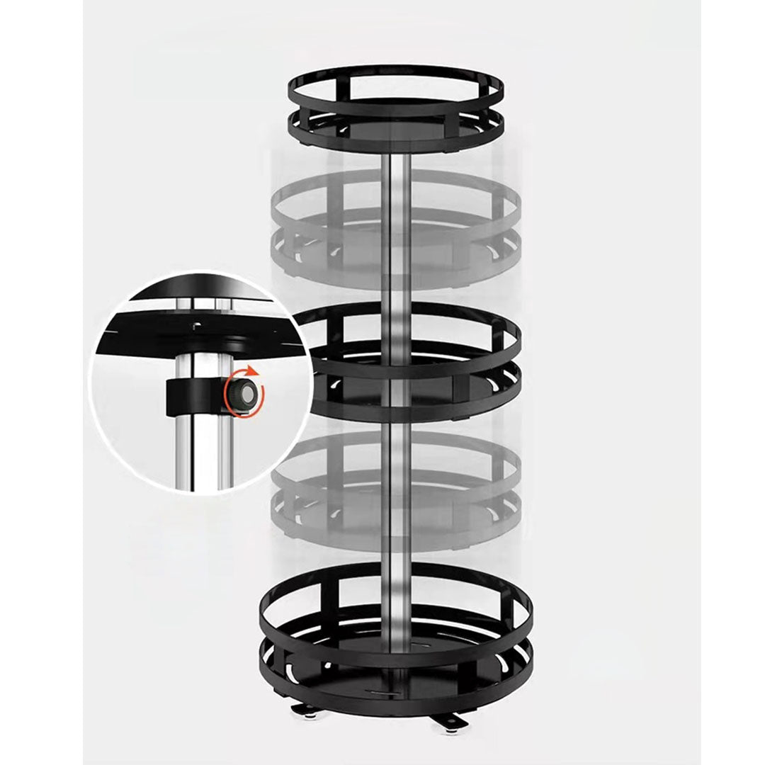 3 Tier Black Round Multi-Function Kitchen Seasoning Organiser Shelf