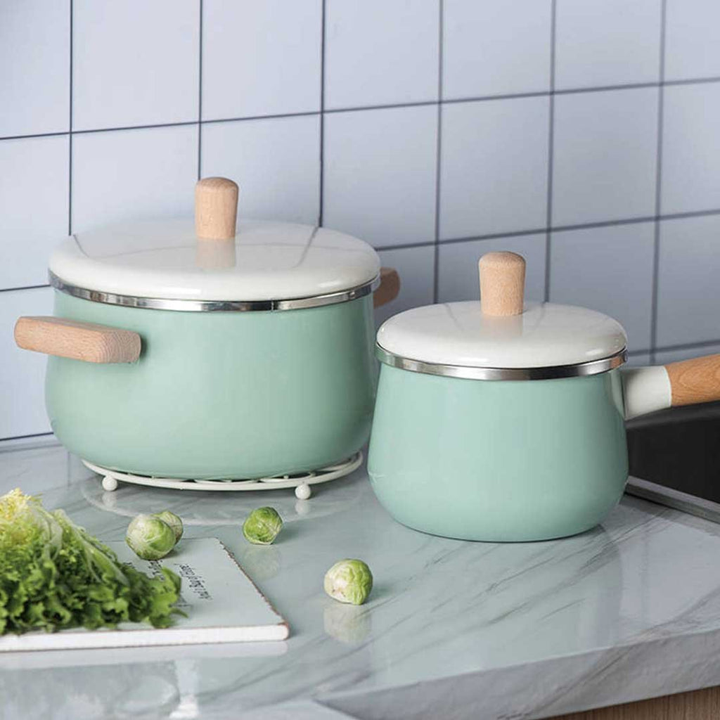 Blue Ceramic Saucepan Stockpot Set
