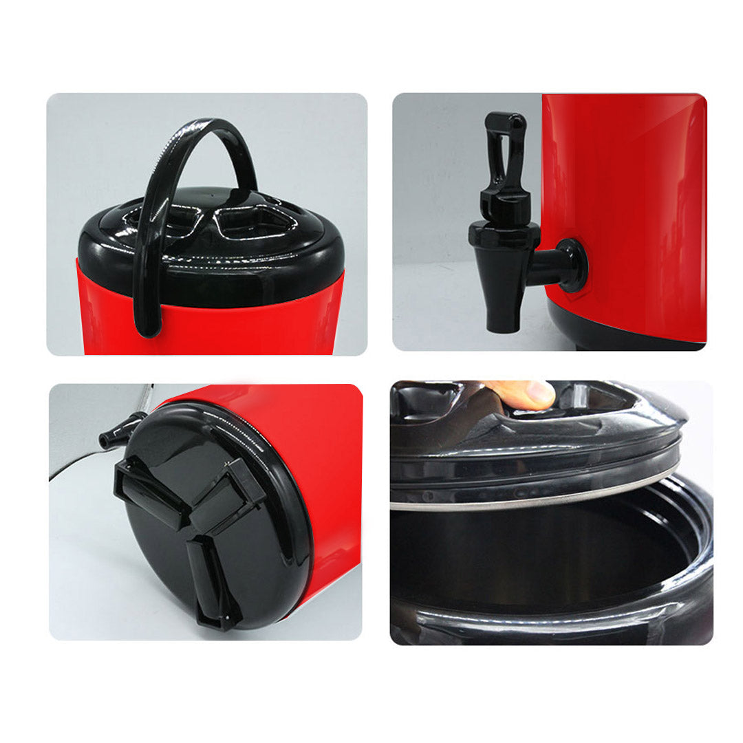 14L Stainless Steel Milk Tea Barrel with Faucet Red