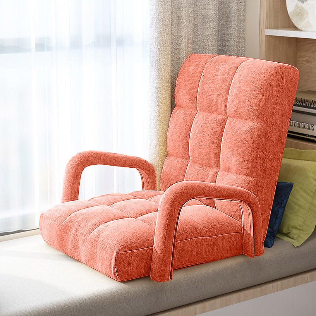 Floor Recliner Lazy Chair with Armrest Orange