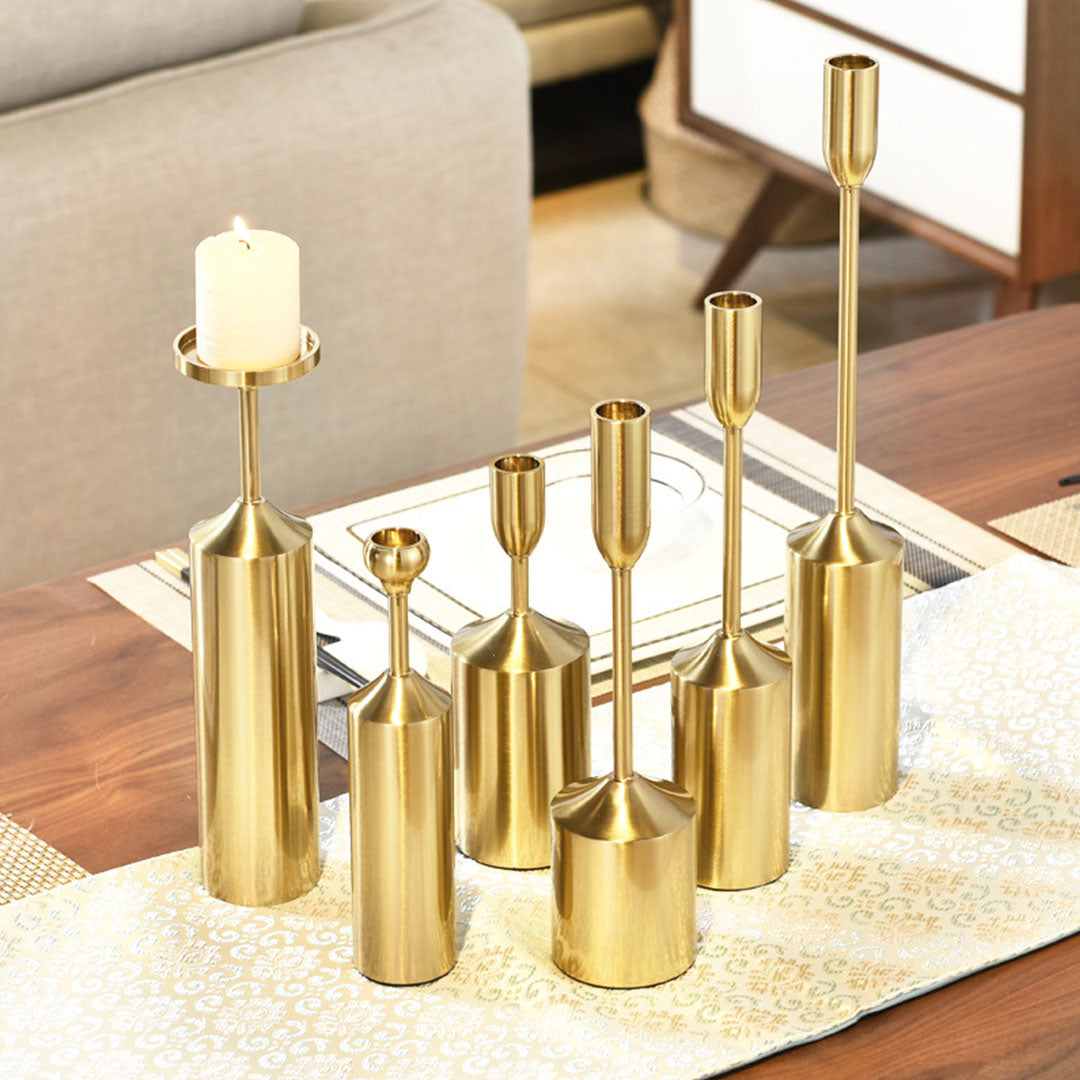 6pcs Gold Iron Candle Holder