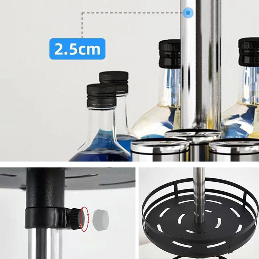 2 Tier Black Round Multi-Function Kitchen Seasoning Organiser Shelf