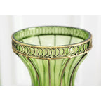 67cm Green Glass Floor Vase with 10pcs White Artificial Flower Set