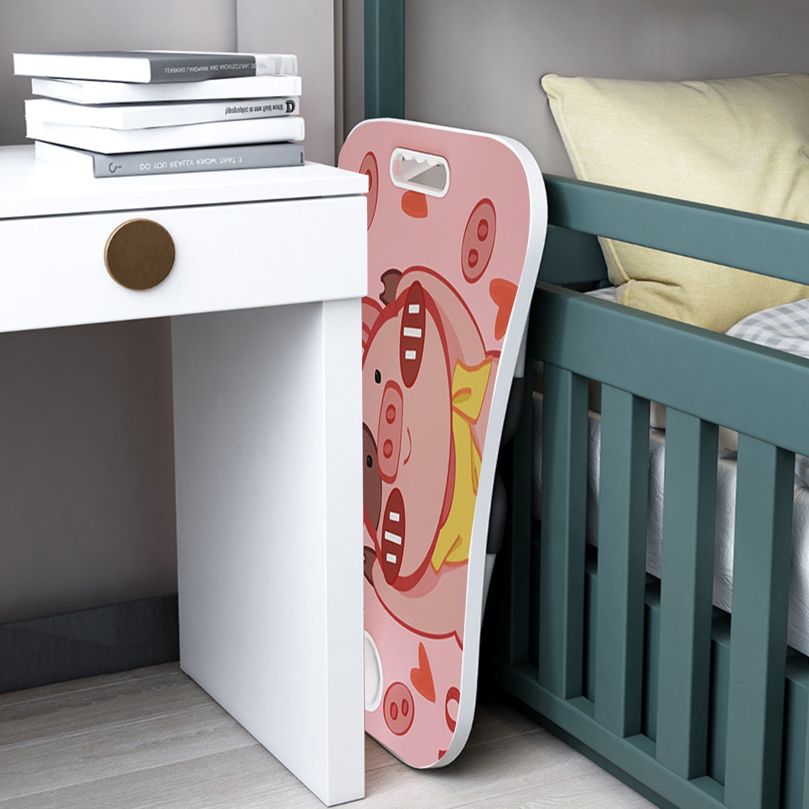 Pink Cute Pig Design Foldable Study Bed Table Adjustable Portable Desk Stand With Notebook Holder and Cup Slot