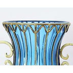 51cm Green Glass Floor Vase with Metal Stand