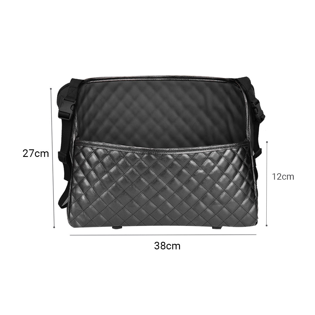 Black Leather  Multi-Purpose Back Seat Interior Accessories Bag