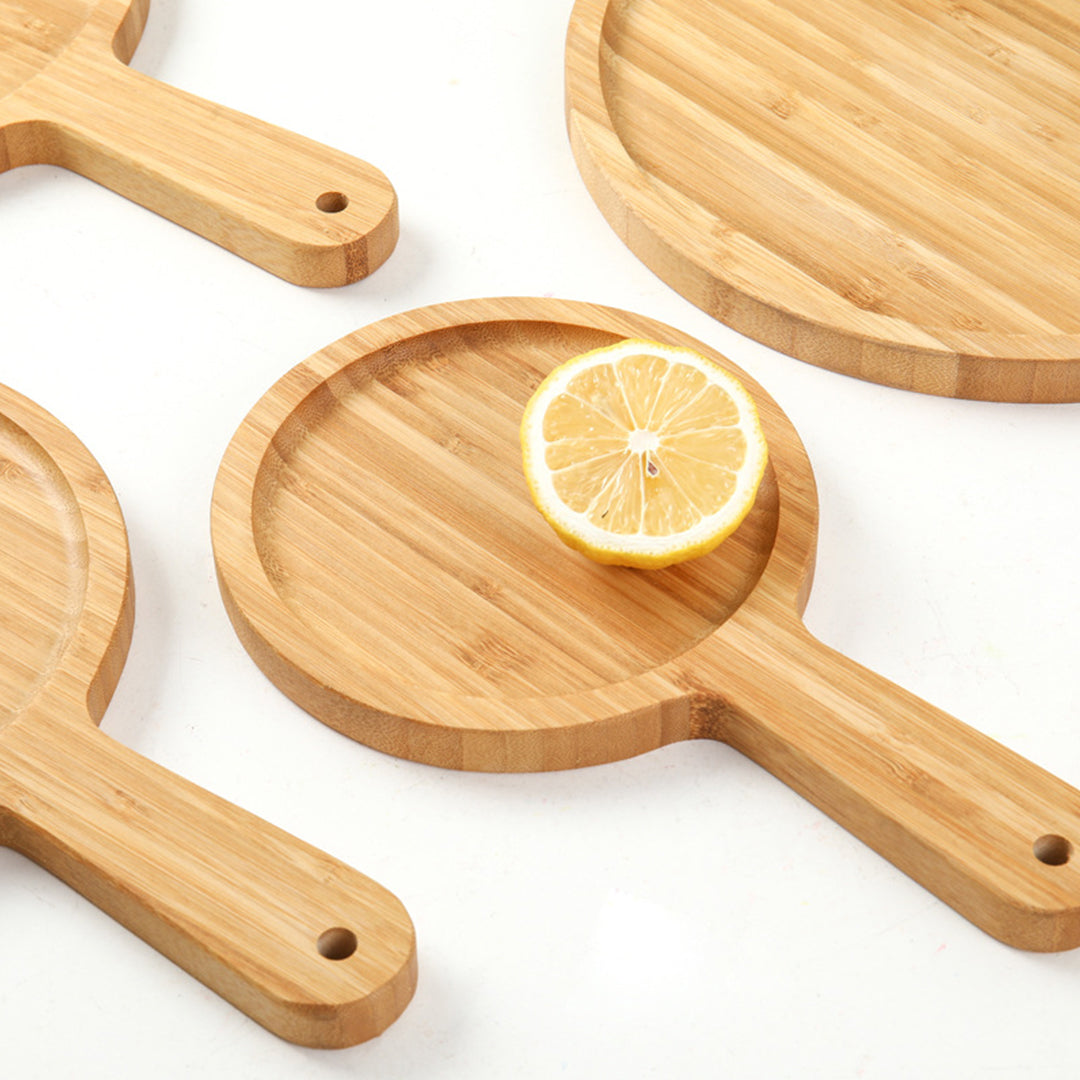 12 inch Blonde Round Wooden Tray