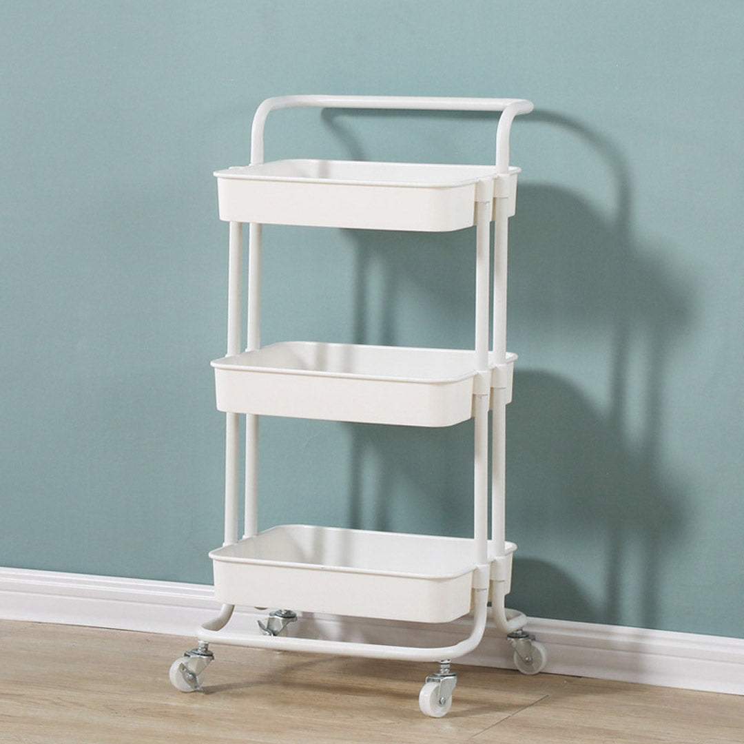 3 Tier Steel White Movable Kitchen Cart