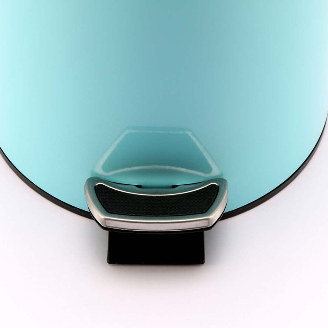 Foot Pedal Stainless Steel Trash Bin Round 7L Blue