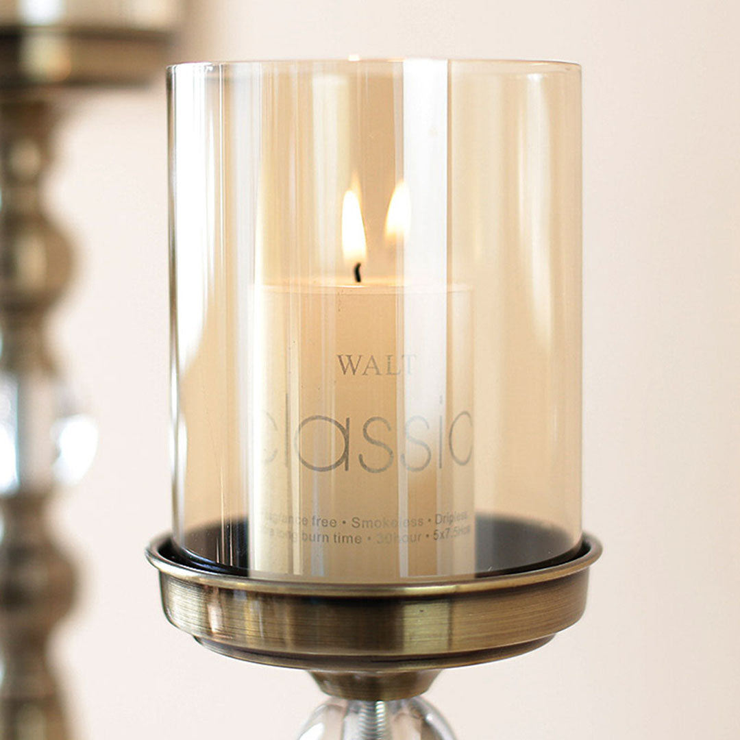 49.5cm Glass Candle Holder Iron Metal